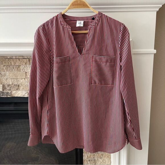 CAbi 5335 Franklin Red White and Blue Stripe Blouse Top Career Size Small - Picture 3 of 4